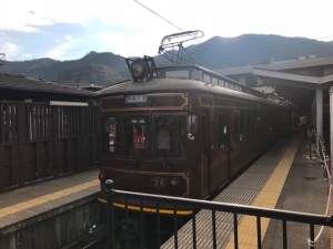 Keifuku Electric Raiload in Arashiyama Keifuku Electric Raiload in Arashiyama