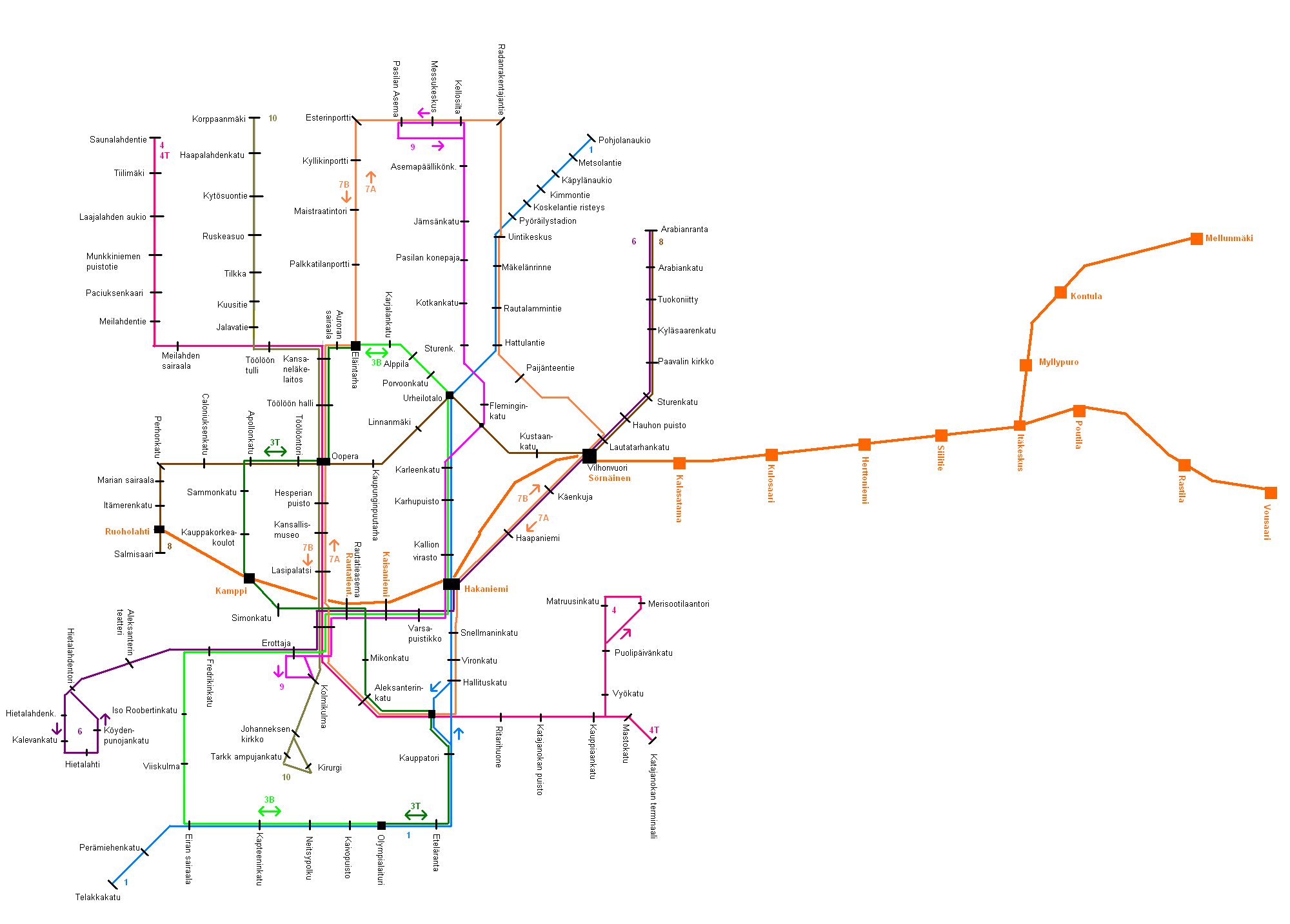 Netzplan Strassenbahn Hagen 1974